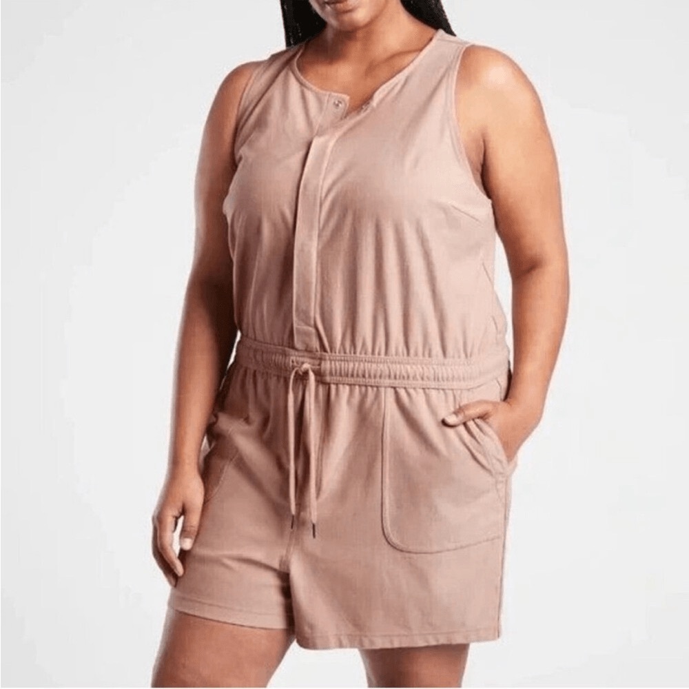 Athleta - Farallon Sleeveless Drawstring Drawcord Waistband Cotton Romper - 2X